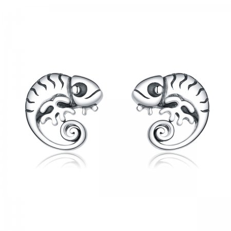 Pandora Style Silver Stud Earrings, Chameleon - SCE949