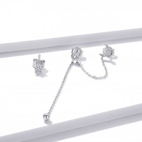 Pandora Style Silver Dangle Earrings, Dreamy Moon & Stars - BSE431