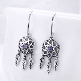 Silver Dreamcatcher Hanging Earrings - PANDORA Style - SCE394