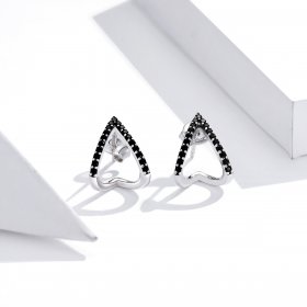 Pandora Style Silver Stud Earrings, Simple Geometry - SCE924