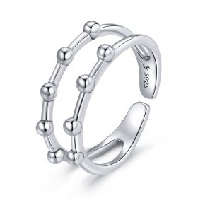 Pandora Style Silver Open Ring, Bean Bead - SCR719