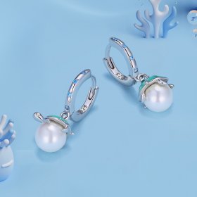 Pandora-style hoop earrings inspired by the graceful sea turtle - SCE1597