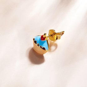 Pandora Style 18ct Gold Plated Hoop Earrings, Cup Cake, Multicolor Enamel - SCE1161