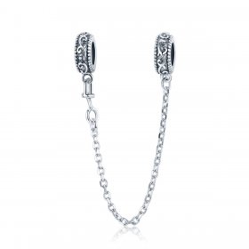 Pandora Style Silver Safety Chain Charm, Classical Vine - SCC1546