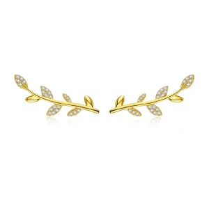 (image for) Gold-Plated Branch of Leaves Stud Earrings - PANDORA Style - SCE556
