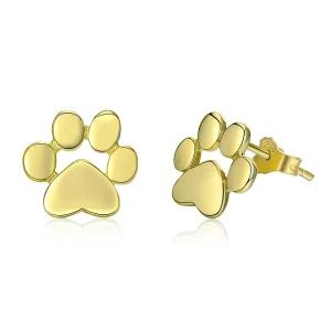 (image for) Gold-Plated Cute Paw Mark Stud Earrings - PANDORA Style - SCE407-4