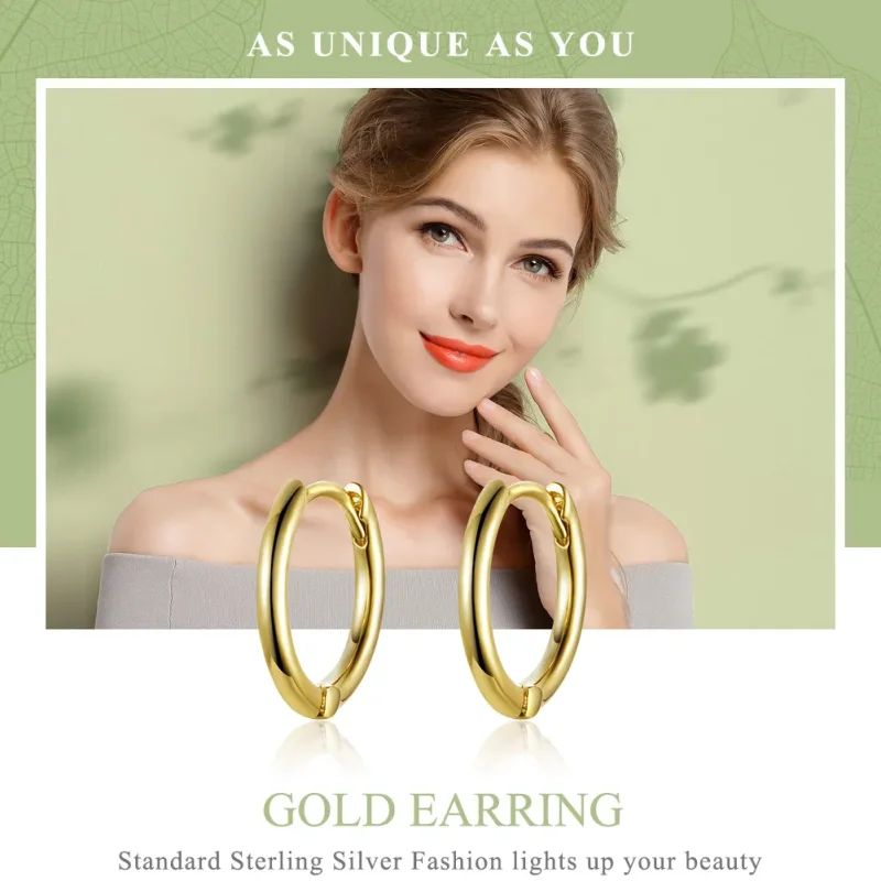 (image for) Gold-Plated Hoop Earrings - PANDORA Style - SCE558 - View 2