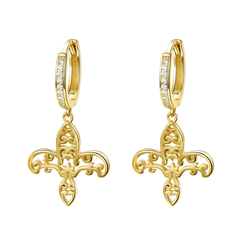 (image for) Gold-Plated Iris Hanging Earrings - PANDORA Style - SCE535 - Product Image