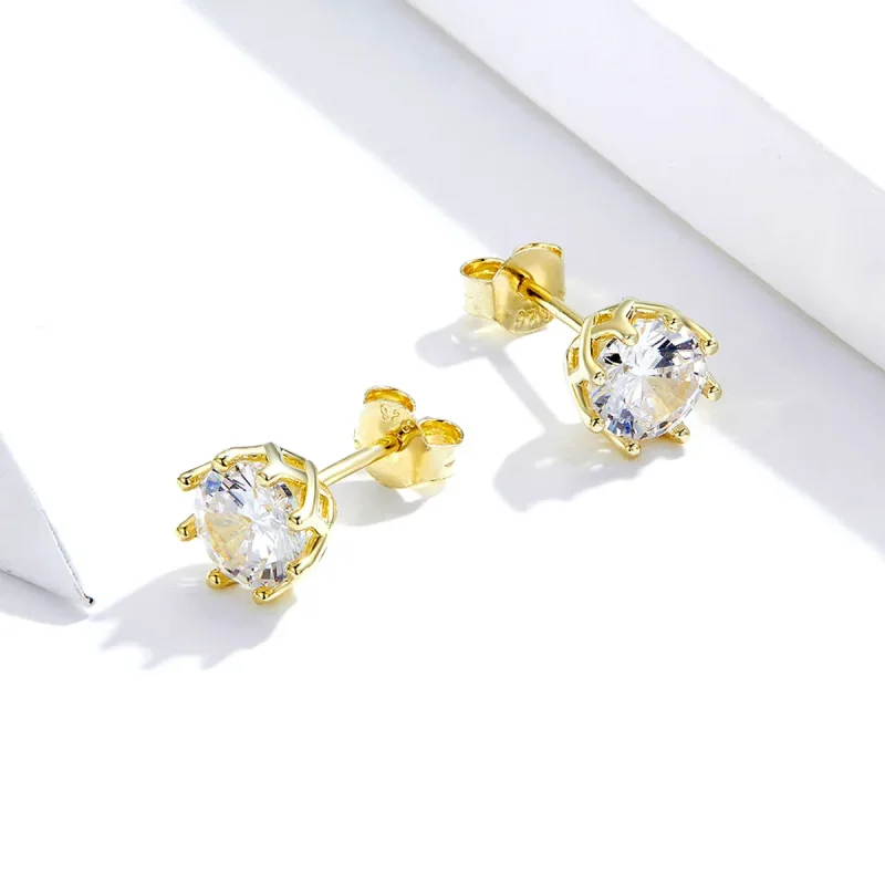 (image for) Gold-Plated Light Stud Earrings - PANDORA Style - SCE499-B - View 2
