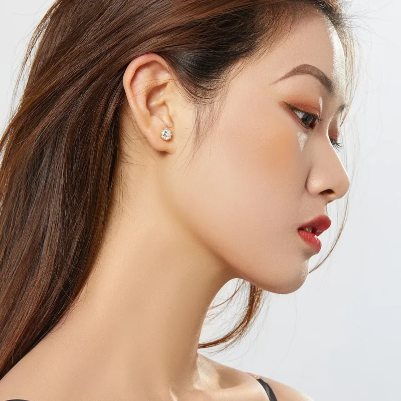 (image for) Gold-Plated Light Stud Earrings - PANDORA Style - SCE499-B - View 4