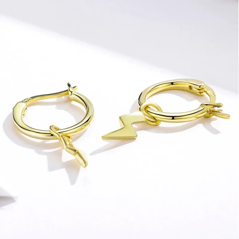 (image for) Gold-Plated Lighting Hoop Earrings - PANDORA Style - SCE621 - View 5