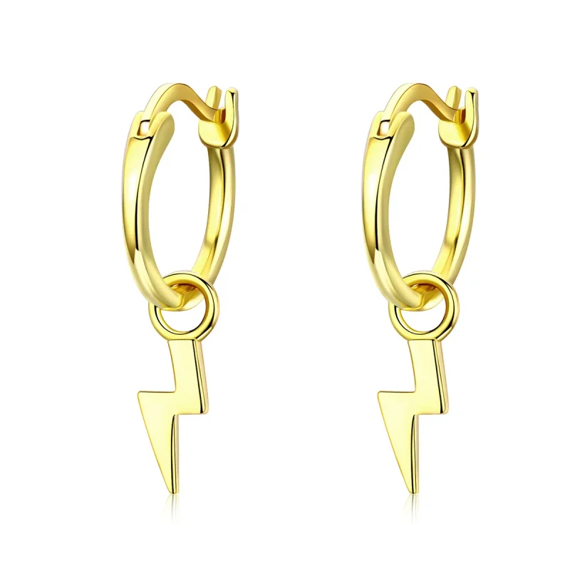 (image for) Gold-Plated Lighting Hoop Earrings - PANDORA Style - SCE621 - Product Image