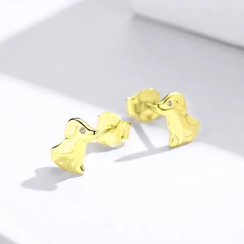 (image for) Gold-Plated Puppy Stud Earrings - PANDORA Style - SCE584-C - View 2