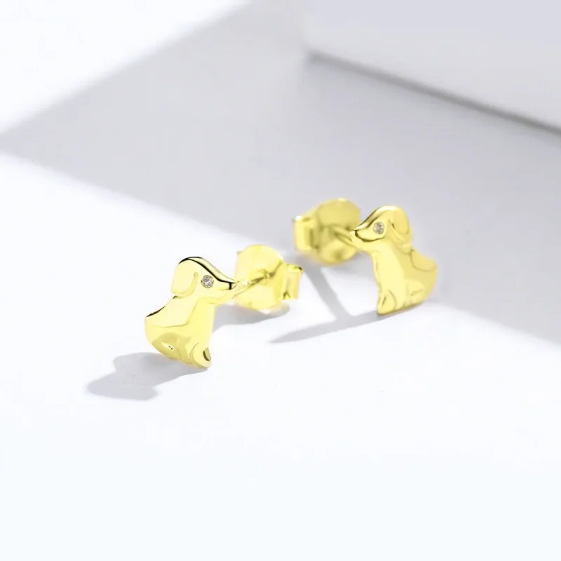 (image for) Gold-Plated Puppy Stud Earrings - PANDORA Style - SCE584-C - View 3