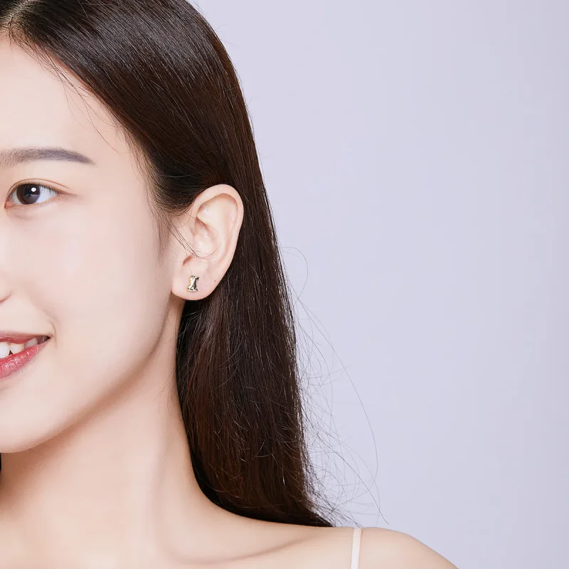 (image for) Gold-Plated Puppy Stud Earrings - PANDORA Style - SCE584-C - View 5