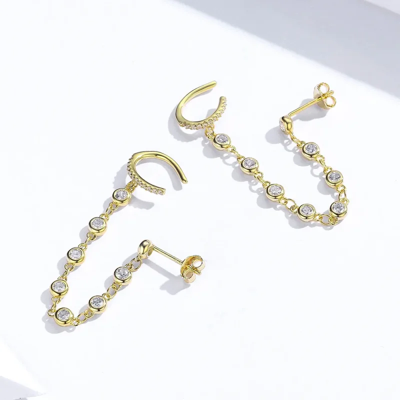 (image for) Gold-Plated Shining World Hanging Earrings - PANDORA Style - SCE685 - View 3