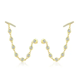 (image for) Gold-Plated Shining World Hanging Earrings - PANDORA Style - SCE685