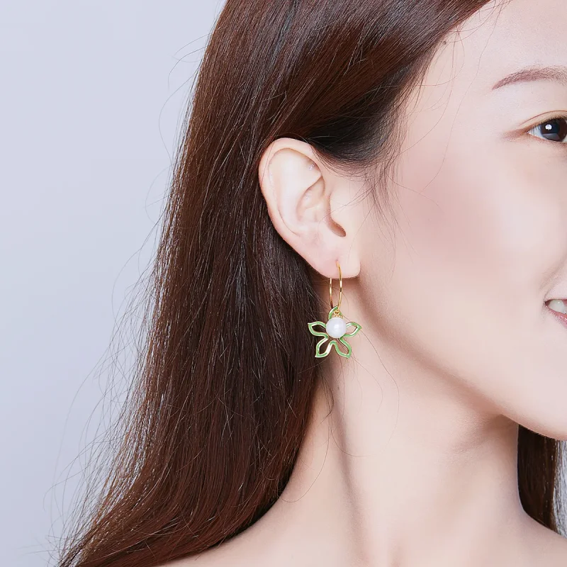 (image for) Gold-Plated Summer Flower Hanging Earrings - PANDORA Style - SCE679 - View 3