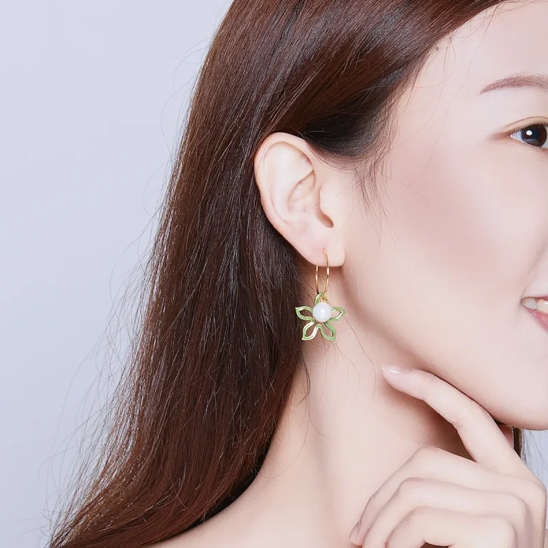 (image for) Gold-Plated Summer Flower Hanging Earrings - PANDORA Style - SCE679 - View 4