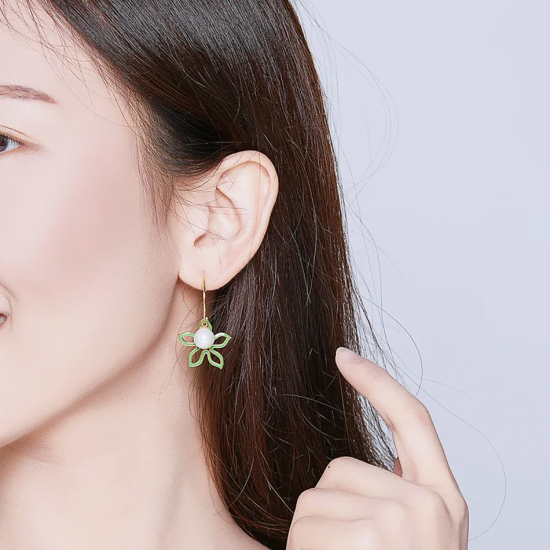 (image for) Gold-Plated Summer Flower Hanging Earrings - PANDORA Style - SCE679 - View 5
