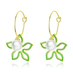 (image for) Gold-Plated Summer Flower Hanging Earrings - PANDORA Style - SCE679