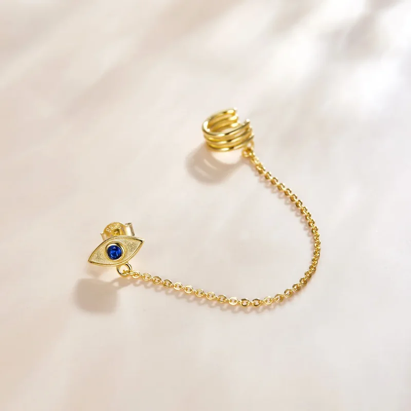 (image for) Pandora Style 18ct Gold Plated Dangle Earrings, Devil's Eye - SCE1096 - View 4