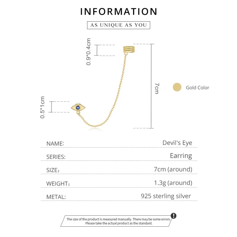 (image for) Pandora Style 18ct Gold Plated Dangle Earrings, Devil's Eye - SCE1096 - View 8