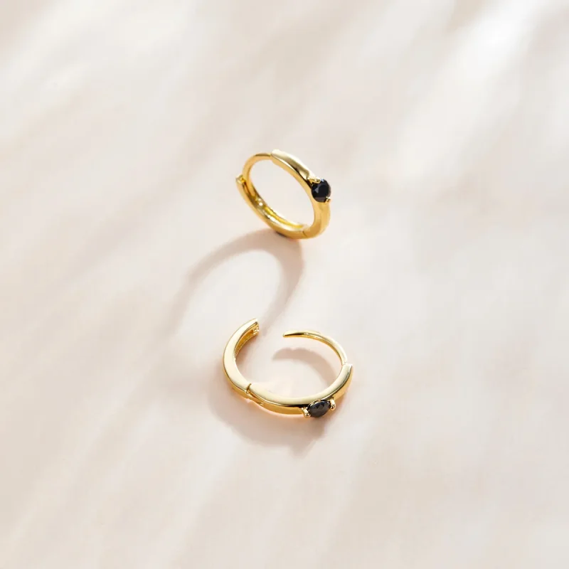 (image for) Pandora Style 18ct Gold Plated Hoop Earrings , Ball - SCE1050-BK - View 3