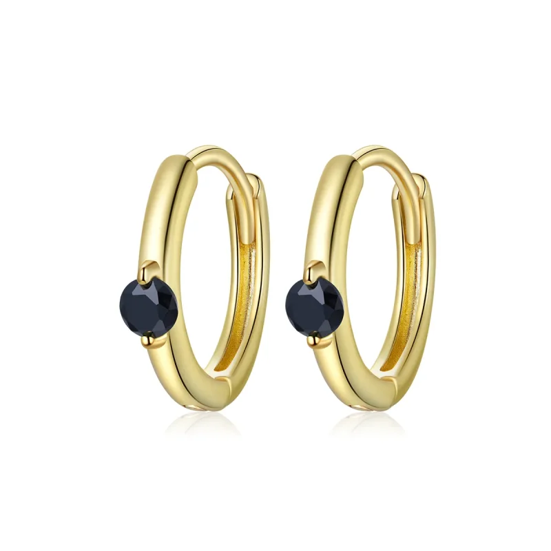 (image for) Pandora Style 18ct Gold Plated Hoop Earrings , Ball - SCE1050-BK - Product Image