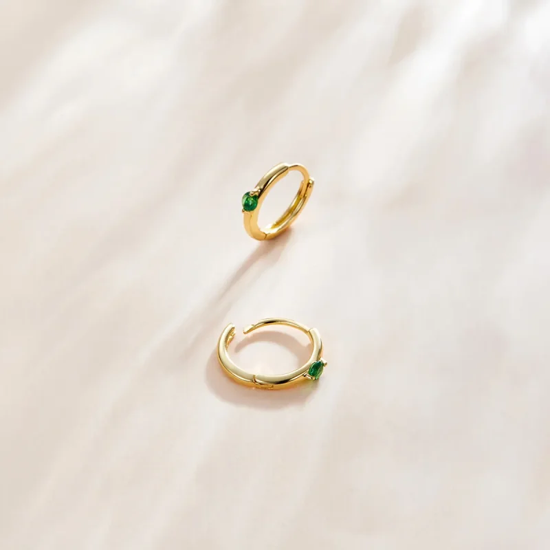 (image for) Pandora Style 18ct Gold Plated Hoop Earrings , Ball - SCE1050-GN - View 3