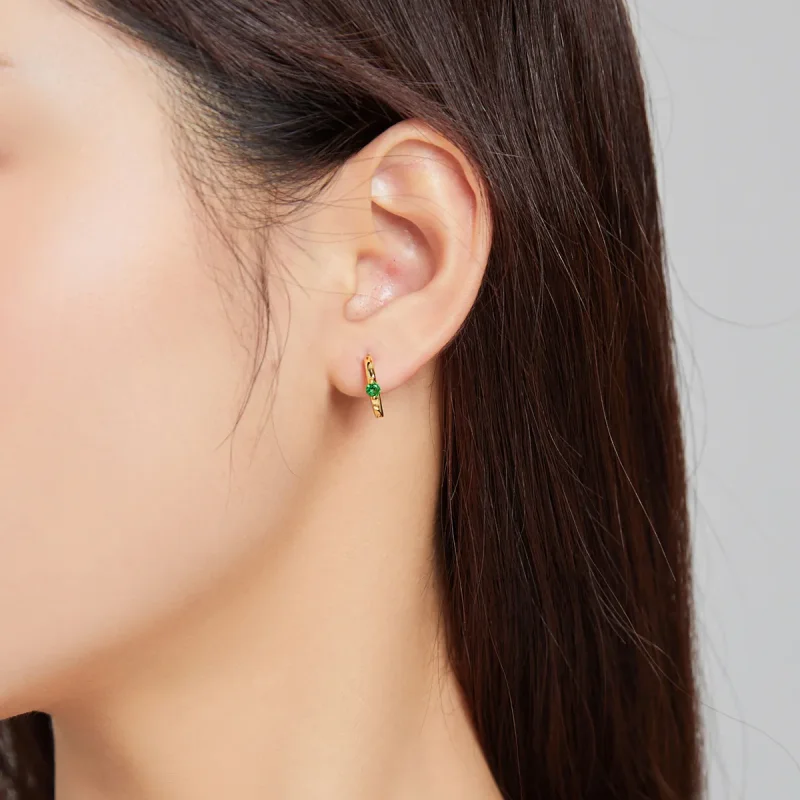 (image for) Pandora Style 18ct Gold Plated Hoop Earrings , Ball - SCE1050-GN - View 5