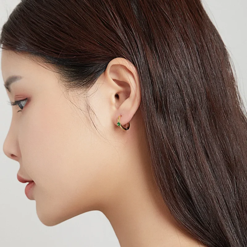 (image for) Pandora Style 18ct Gold Plated Hoop Earrings , Ball - SCE1050-GN - View 6