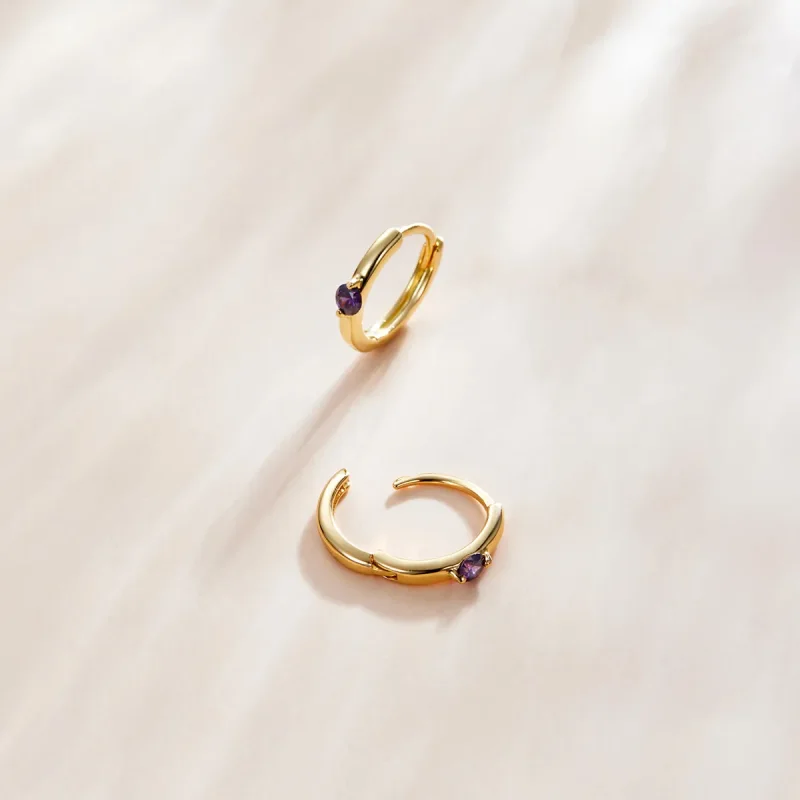(image for) Pandora Style 18ct Gold Plated Hoop Earrings , Ball - SCE1050-VT - View 2