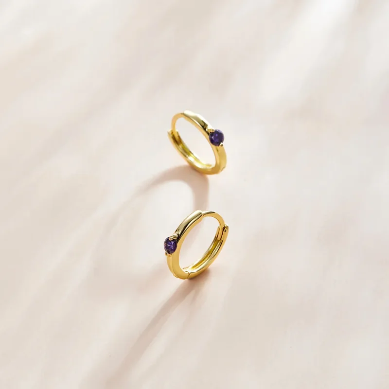 (image for) Pandora Style 18ct Gold Plated Hoop Earrings , Ball - SCE1050-VT - View 3