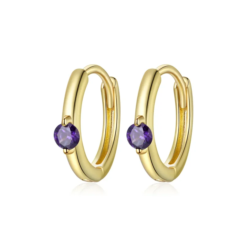 (image for) Pandora Style 18ct Gold Plated Hoop Earrings , Ball - SCE1050-VT - Product Image