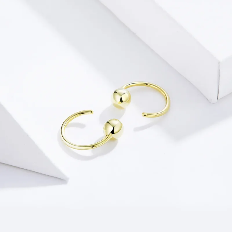 (image for) Pandora Style 18ct Gold Plated Hoop Earrings , Ball - SCE782-B - View 3