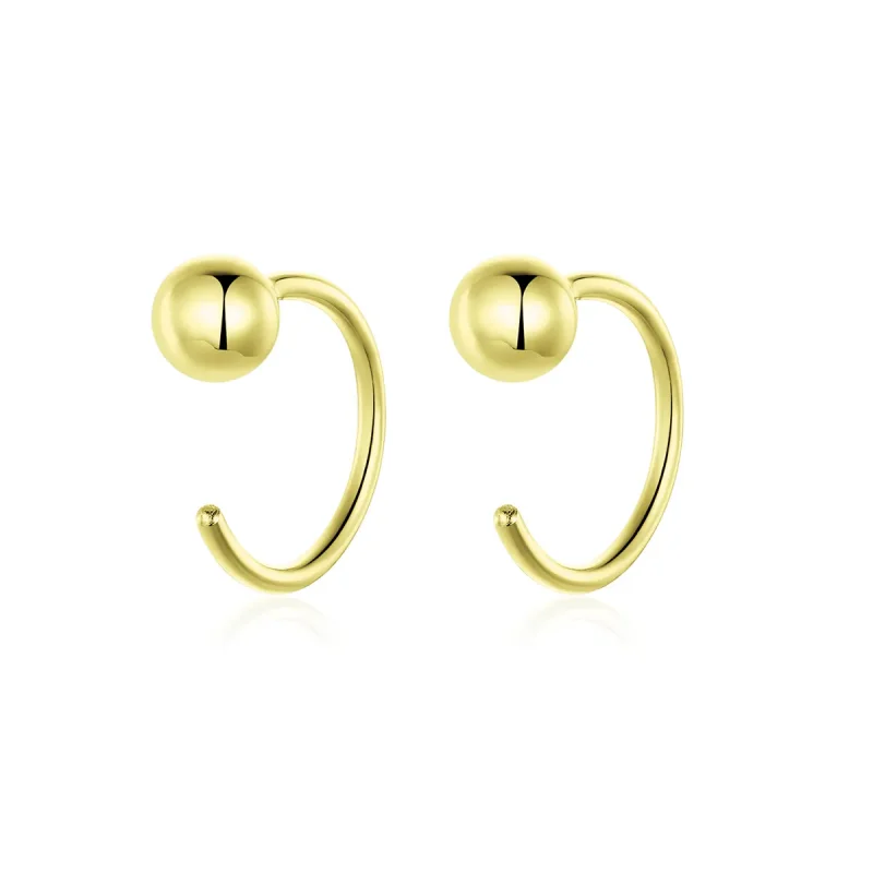 (image for) Pandora Style 18ct Gold Plated Hoop Earrings , Ball - SCE782-B - Product Image