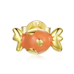 (image for) Pandora Style 18ct Gold Plated Hoop Earrings, Candy, Orange Enamel - SCE1162