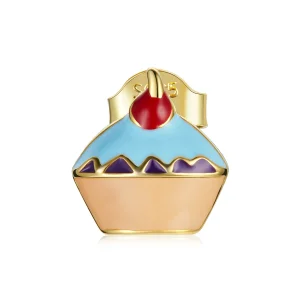 (image for) Pandora Style 18ct Gold Plated Hoop Earrings, Cup Cake, Multicolor Enamel - SCE1161