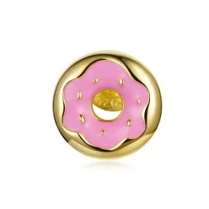 (image for) Pandora Style 18ct Gold Plated Hoop Earrings, Donut, Pink Enamel - SCE1163