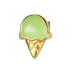 (image for) Pandora Style 18ct Gold Plated Hoop Earrings, Ice-Cream, Green Enamel - SCE1159