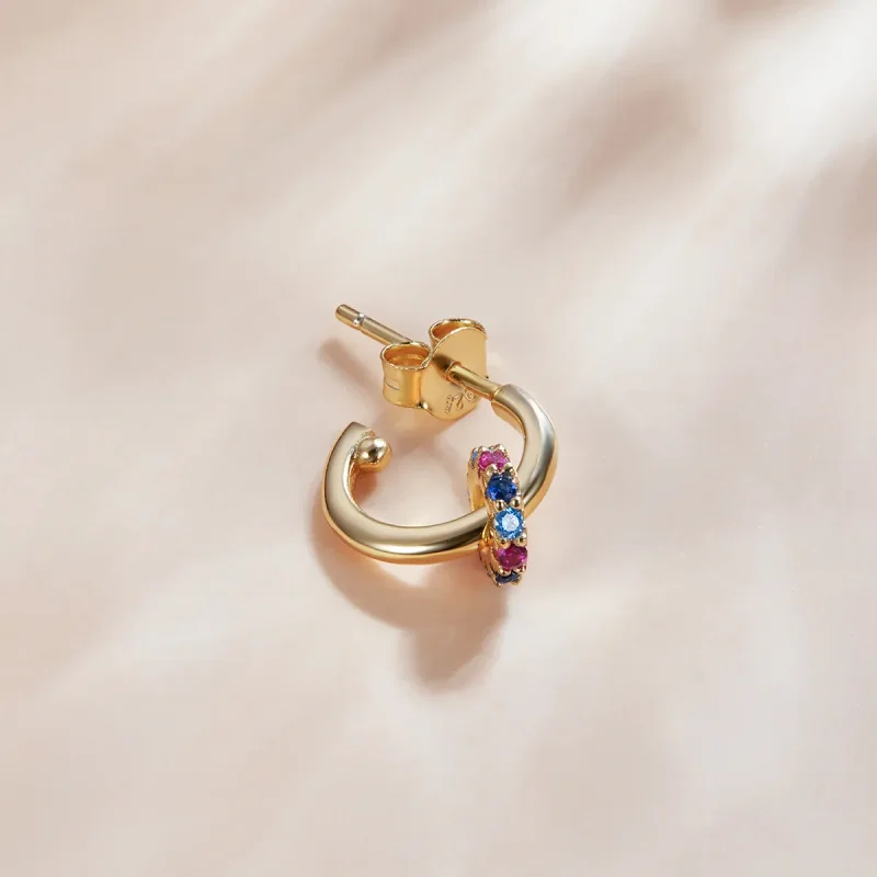 (image for) Pandora Style 18ct Gold Plated Hoop Earrings , Mysterious Spain Colorful Circle - View 4