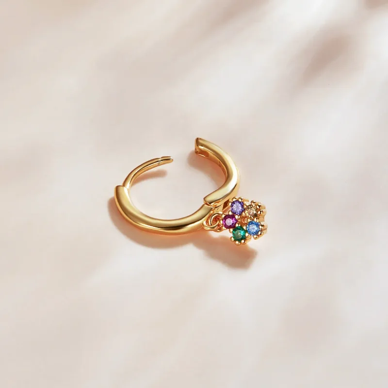 (image for) Pandora Style 18ct Gold Plated Hoop Earrings , Mysterious Spain Flower - SCE1150 - View 3