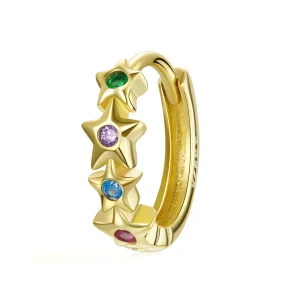 (image for) Pandora Style 18ct Gold Plated Hoop Earrings , Mysterious Spain Pentagram - SCE1151