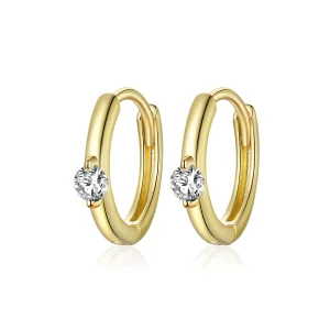 (image for) Pandora Style 18ct Gold Plated Hoop Earrings , Shining Diamond - SCE1050-B
