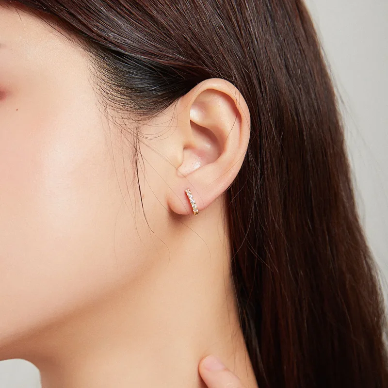 (image for) Pandora Style 18ct Gold Plated Hoop Earrings , Shiny White - SCE1103 - View 2