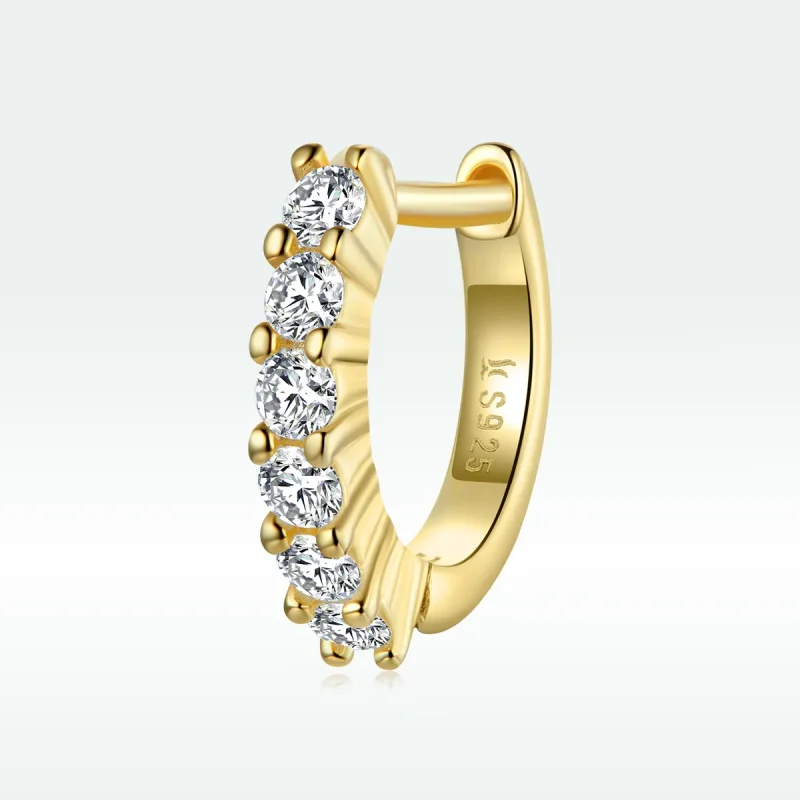 (image for) Pandora Style 18ct Gold Plated Hoop Earrings , Shiny White - SCE1103 - View 4