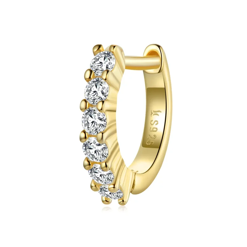 (image for) Pandora Style 18ct Gold Plated Hoop Earrings , Shiny White - SCE1103 - Product Image