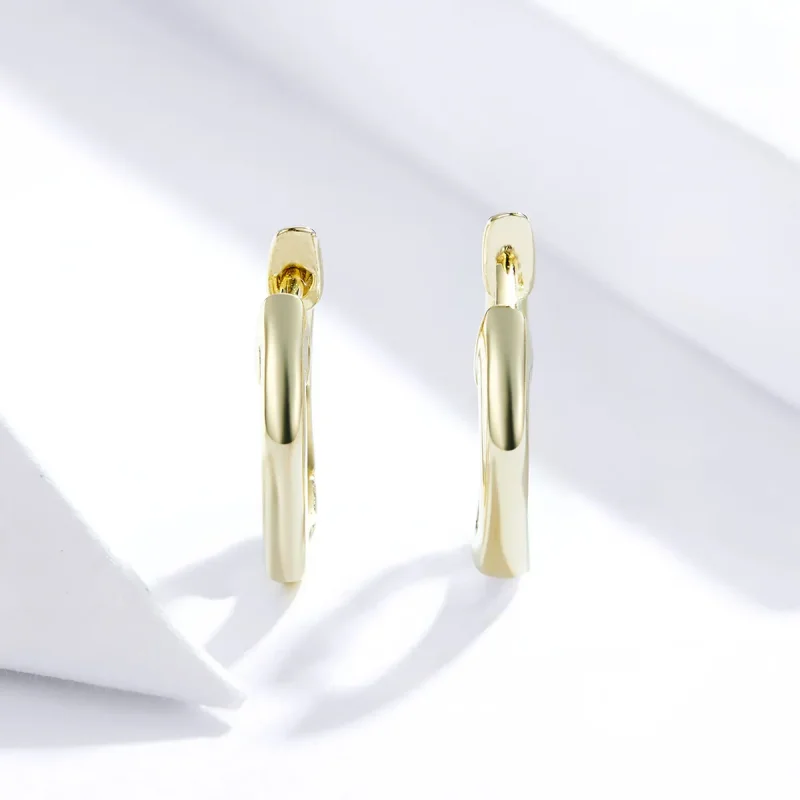 (image for) Pandora Style 18ct Gold Plated Hoop Earrings , Simple - SCE808 - View 2