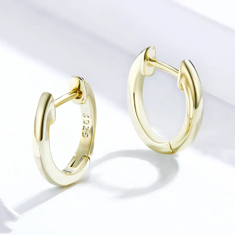 (image for) Pandora Style 18ct Gold Plated Hoop Earrings , Simple - SCE808 - View 3